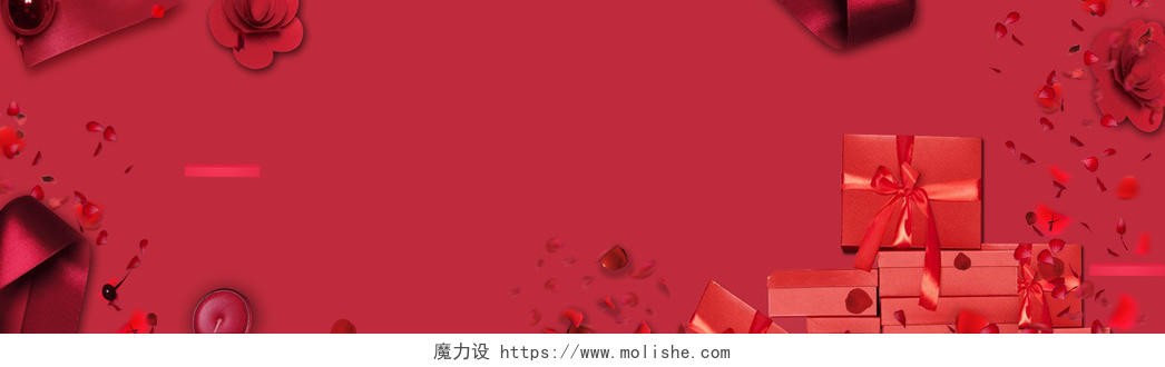 红色婚礼情人节浪漫电商海报背景